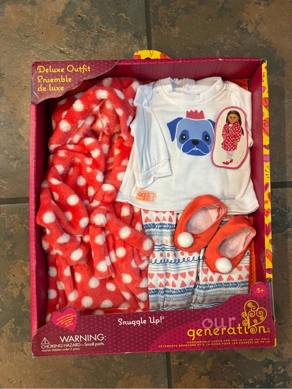 Our Generation Doll Deluxe Outfit - Red Polka Dot Robe & Pajama Set